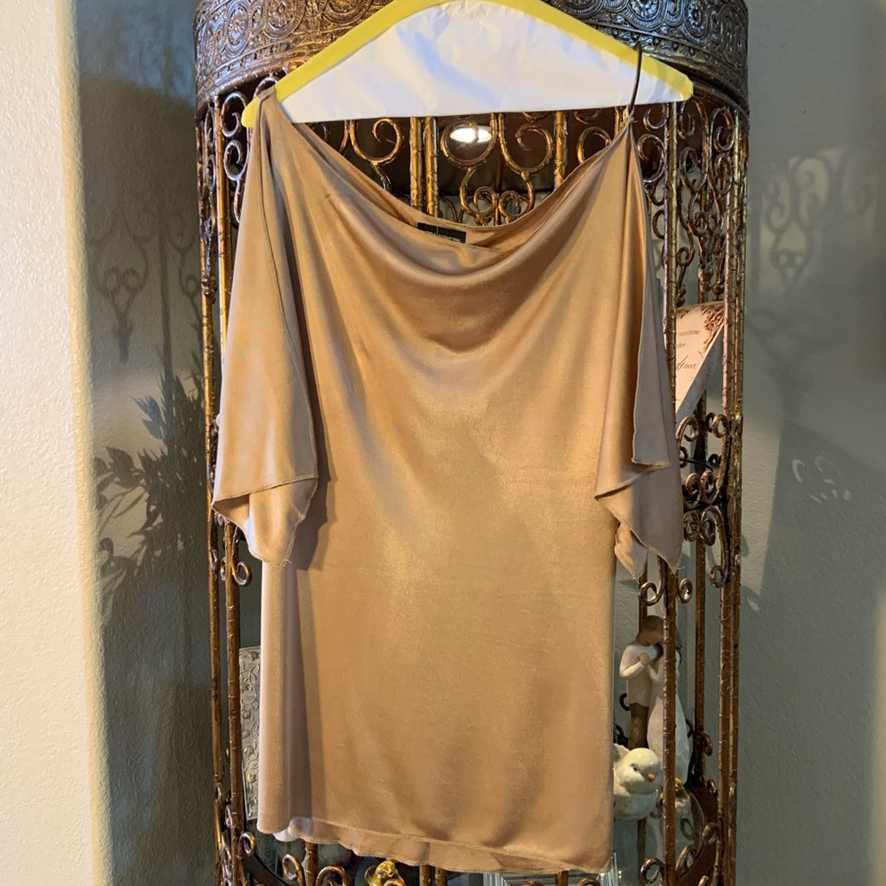 Gold Silky Open Sleeved Blouse Moda International S